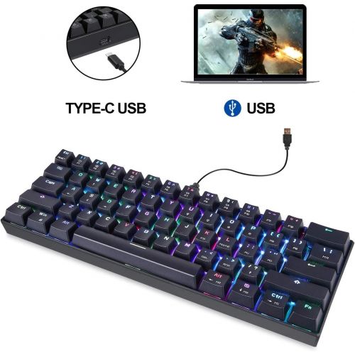  [아마존베스트]MOTOSPEED CK61 60% Mechanical Keyboard Portable 61 Keys RGB LED Backlit Type-C USB Wired Office/Gaming Keyboard for Mac, Android, Windows（Red Switch）