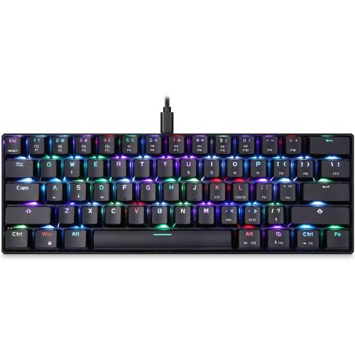  [아마존베스트]MOTOSPEED CK61 60% Mechanical Keyboard Portable 61 Keys RGB LED Backlit Type-C USB Wired Office/Gaming Keyboard for Mac, Android, Windows（Red Switch）