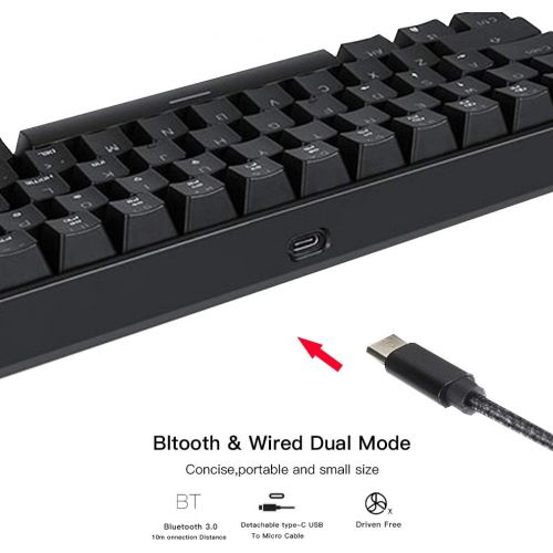  [아마존베스트]MOTOSPEED Wired/Wireless 3.0 Mechanical Keyboard 60% Compact 61 Keys RGB Backlit Type-C Gaming/Office Keyboard for PC/Mac/Linux/iPad/iPhone/Smartphone/Laptop Blue Switch