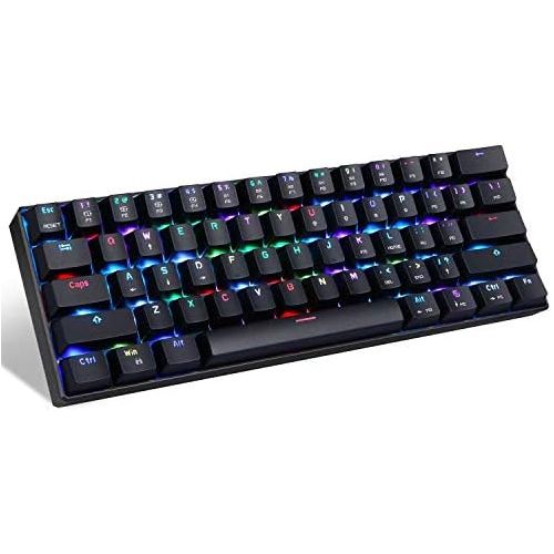  [아마존베스트]MOTOSPEED CK61 60% Mechanical Keyboard Portable 61 Keys RGB LED Backlit Type-C USB Wired Office/Gaming Keyboard for Mac, Android, Windows（Blue Switch）