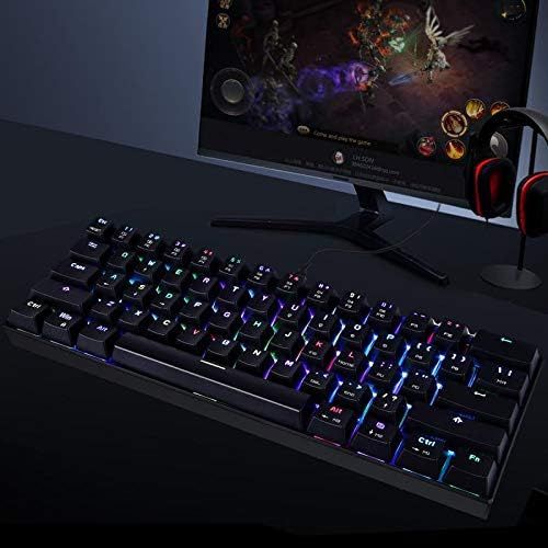  [아마존베스트]MOTOSPEED CK61 60% Mechanical Keyboard Portable 61 Keys RGB LED Backlit Type-C USB Wired Office/Gaming Keyboard for Mac, Android, Windows（Blue Switch）