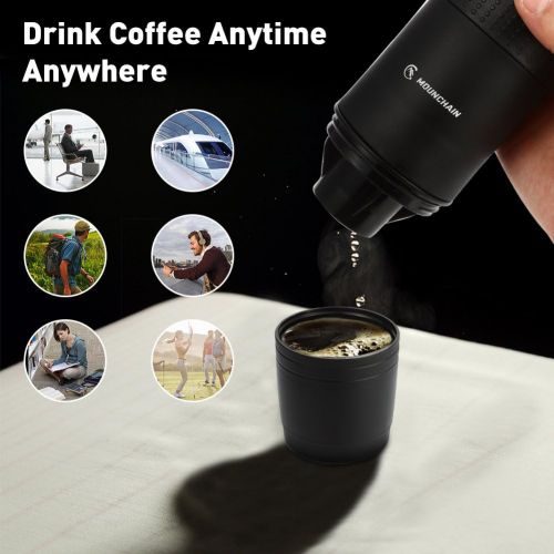  Mounchain Portable Travel Coffee Maker, Single Cup Mini Electric Coffee Machine, Battery Pumped, No Manual Operation, Perfect for Tiny Kitchen, Office Use or Outdoor Camping: Kitchen & Dinin