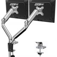 MOUNT PRO Dual Monitor Desk Mount, Cast Aluminum, Height Adjustable Monitor Stand, Articulating Gas Spring Monitor Arm - Fits 2 Computer Screens up to 32 Inch, 17.6lbs Each, Removable VESA 7