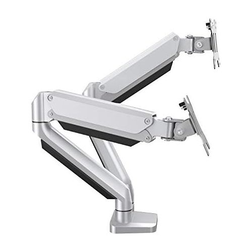  MOUNT PRO Dual Monitor Desk Mount, Cast Aluminum, Height Adjustable Monitor Stand, Articulating Gas Spring Monitor Arm - Fits 2 Computer Screens up to 32 Inch, 17.6lbs Each, Removable VESA 7