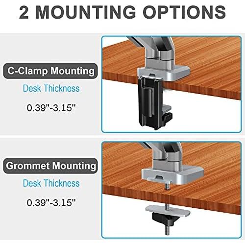  MOUNT PRO Dual Monitor Desk Mount, Cast Aluminum, Height Adjustable Monitor Stand, Articulating Gas Spring Monitor Arm - Fits 2 Computer Screens up to 32 Inch, 17.6lbs Each, Removable VESA 7