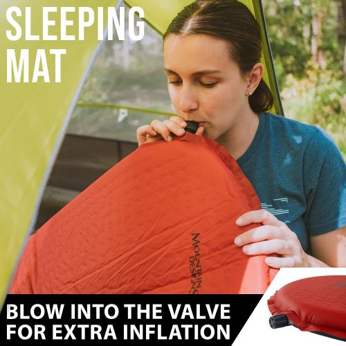  MOUNTAIN DESIGNS PRO-ELITE Sleeping Pad Red - 1.5 Inch Self Inflating Sleeping Pad - Advanced Comfort Camping Pad - Warm Insulation Camping Pad. Sleeping Pad for Camping by Mountai