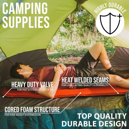  MOUNTAIN DESIGNS PRO-ELITE Sleeping Pad Red - 1.5 Inch Self Inflating Sleeping Pad - Advanced Comfort Camping Pad - Warm Insulation Camping Pad. Sleeping Pad for Camping by Mountai