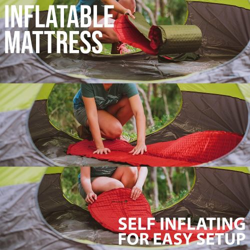  MOUNTAIN DESIGNS PRO-ELITE Sleeping Pad Red - 1.5 Inch Self Inflating Sleeping Pad - Advanced Comfort Camping Pad - Warm Insulation Camping Pad. Sleeping Pad for Camping by Mountai