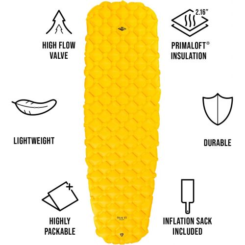  MOUNTAIN DESIGNS PRO-ELITE Sleeping Pad Ultralight and Thick Camping Mat Delivers Extra Comfort Sleeping Mat Insulation Offers Extreme Warmth Deflation Proof Heat-Welded Seams - Ca