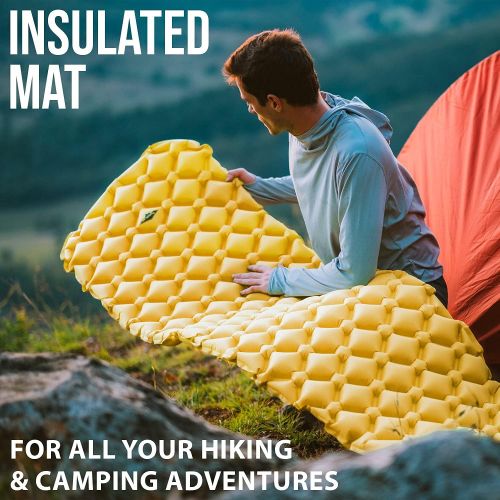  MOUNTAIN DESIGNS PRO-ELITE Sleeping Pad Ultralight and Thick Camping Mat Delivers Extra Comfort Sleeping Mat Insulation Offers Extreme Warmth Deflation Proof Heat-Welded Seams - Ca
