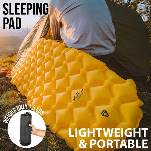  MOUNTAIN DESIGNS PRO-ELITE Sleeping Pad Ultralight and Thick Camping Mat Delivers Extra Comfort Sleeping Mat Insulation Offers Extreme Warmth Deflation Proof Heat-Welded Seams - Ca