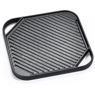 Mountain Grillers Reversible Cast Iron Griddle - Flat Top Griddle Pan and Grooved Grill-Pan Style - for Gas Stovetop, Oven, and Open Fire, Black - 10.6 x 10.6 Inches