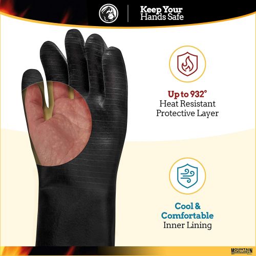  [아마존베스트]Mountain Grillers Extreme Heat Resistant Gloves for Grill BBQ - High Temperature Fire Pit Grill Gloves - Barbecue Cooking, Smoker, Oven, Fryer, Grilling - Waterproof, Fireproof, Oil Resistant - Neop