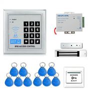 MOUNTAINONE Full RFID Door Access Control System Kit Set (180kg 350LB Electric Magnetic Lock + Armature Faceplate + Access Control Power Supply + Push Release Button + Proximity Door Entry key