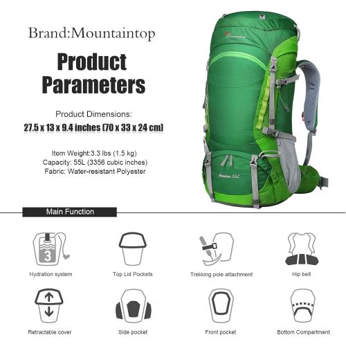  [아마존핫딜][아마존 핫딜] MOUNTAINTOP 55L/80L Hiking Backpack with Rain Cover