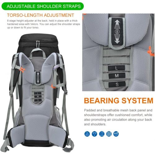  [아마존베스트]MOUNTAINTOP 55L/75L/80L Hiking Backpack with Rain Cover