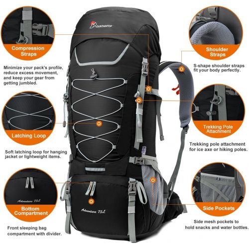  [아마존베스트]MOUNTAINTOP 55L/75L/80L Hiking Backpack with Rain Cover