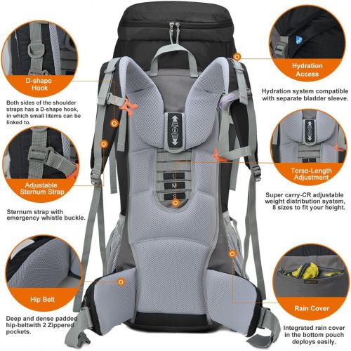  [아마존베스트]MOUNTAINTOP 55L/75L/80L Hiking Backpack with Rain Cover