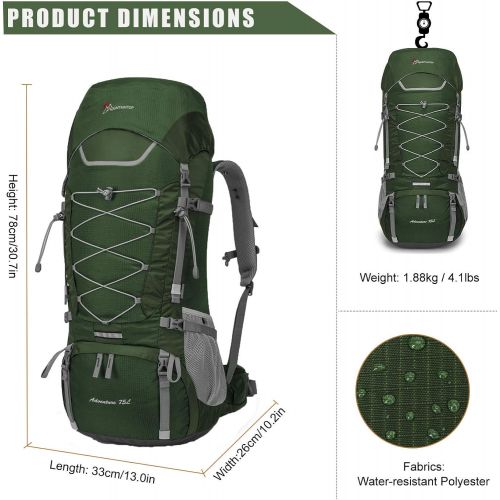  MOUNTAINTOP 70L/75L Internal Frame Hiking Backpack for Men Women with Rain Cover