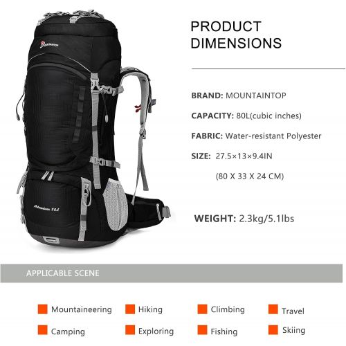  [아마존베스트]MOUNTAINTOP 55L/80L Hiking Backpack with Rain Cover