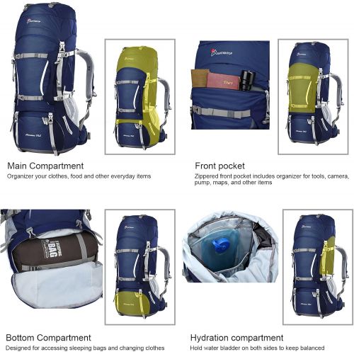  [아마존베스트]MOUNTAINTOP 70L/75L Internal Frame Hiking Backpack