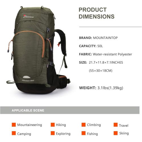  [아마존베스트]Mountaintop 60 Liter Hiking Internal Frame Backpack with Rain Cover