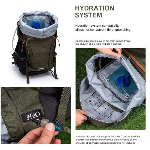  [아마존베스트]Mountaintop 60 Liter Hiking Internal Frame Backpack with Rain Cover