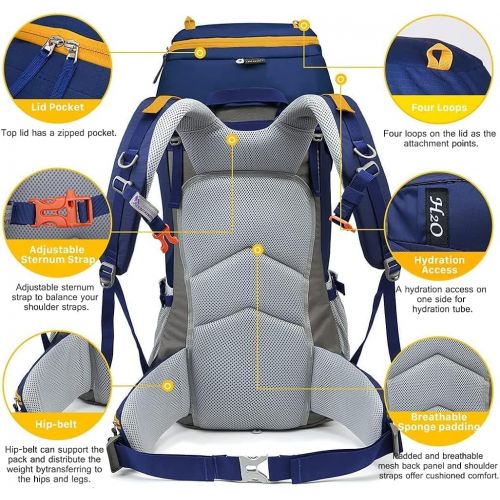  Mountaintop 50L/60L Hiking Internal Frame Backpack with Rain Cover for Men Women