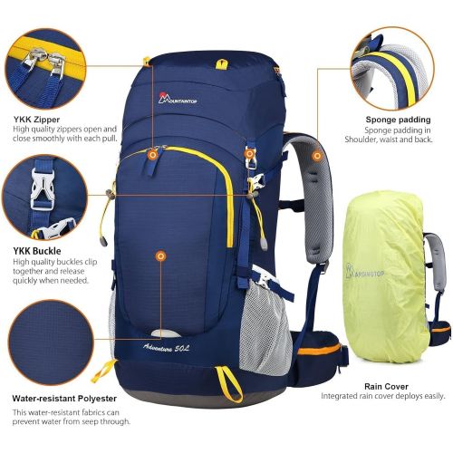  Mountaintop 50L/60L Hiking Internal Frame Backpack with Rain Cover for Men Women