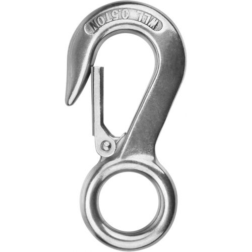  4 Pack Fast Eye Safety Snap Hook 304 Stainless Steel Spring Hook with 1⅛ inches Round Eyelet, Boat Slip Hook Carabiner Clips Heavy Duty 1100 lb (Size: 4⅝ inches)