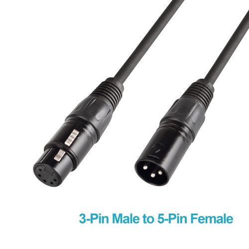  MOUNTAIN_ARK 6.5ft 2M 3-Pin Male XLR to 5-Pin Female XLR DMX Turnaround DMX Adapter (2 Pack)