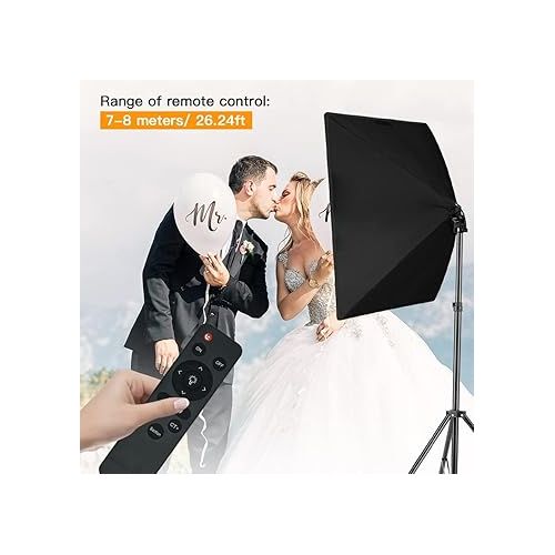  【Upgrade LED】 MOUNTDOG Softbox Lighting Kit, Photography Studio Light with 19.7