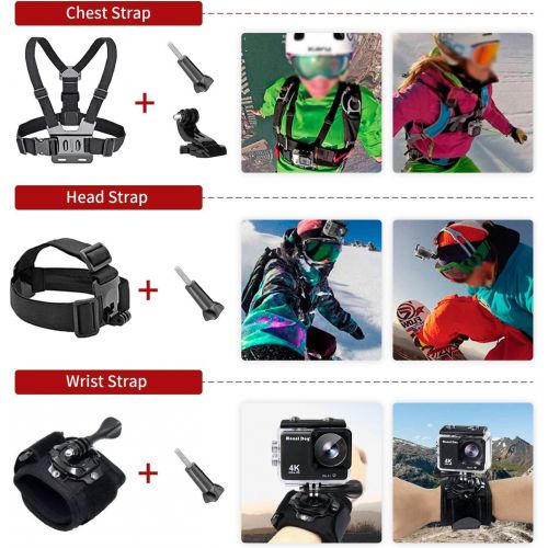  [아마존 핫딜] [아마존핫딜]MOUNTDOG Action Camera Accessories Kit for GoPro Hero 7 6 5 4 3+ 3 2 1 Hero Session 5 Black Accessory Bundle Set for Yi AKASO Apeman SJ4000 DBPOWER WiMiUS Rollei QUMOX Campark Acti