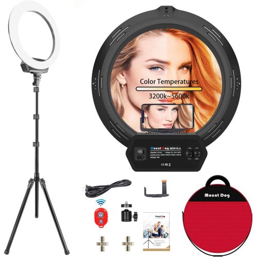  [아마존핫딜][아마존 핫딜] MOUNTDOG 16 Ring Light Kit Led Wireless Remote with Adjustable Light Stand Phone Holder Carrying Bag for Streaming, Makeup, Selfie Photography