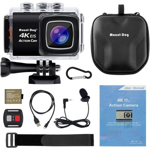  [아마존 핫딜] 【Upgrade】 MOUNTDOG Sports Action Camera 4K Underwater Waterproof 30M Camera with Wireless Wrist Remote Control/External Microphone/ 2 LCD Screen/EIS/ 170° Wide Angle/Exclusive Port