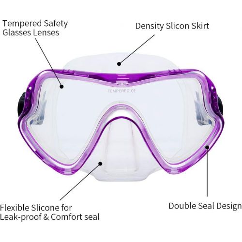  [아마존베스트]MOUNTDOG Snorkel Mask, Scuba Diving Goggles with 180 Degree View and Tempered Glass for Adults and Youth, Anti-Fog and Anti-Leak Snorkel Scuba Diving Mask