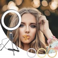 MOUNTDOG 6” Selfie LED Ring Light with Stand Circle Lighting Remote Control for Make-up/YouTube Video/Live Streaming Dimmable 3 Light Modes Mini Desktop