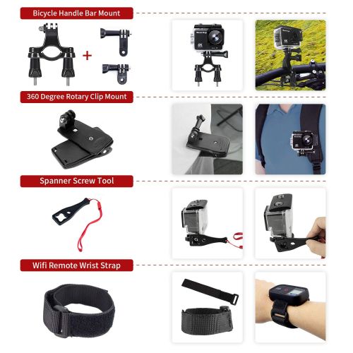  MOUNTDOG 61 in 1 Action Camera Accessories Kit for GoPro Hero 8 7 6 5 4 3+ 3 AKASO Apeman SJ4000 Campark DJI OSMO