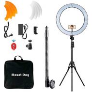 MOUNTDOG 18 Ring Light Kit 55W Bluetooth LED Ringlight Lighting with Tripod Stand Dimmable 3200K/5500K YouTube Circle Lighting Ringlights for Makeup Video Photography Blogging Port