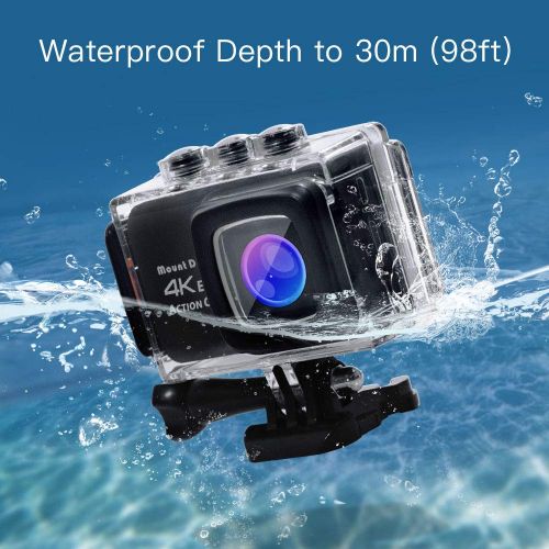  【Upgrade】 MOUNTDOG Sports Action Camera 4K Underwater Waterproof 30M Camera with Wireless Wrist Remote Control/External Microphone/ 2 LCD Screen/EIS/ 170° Wide Angle/Exclusive Port