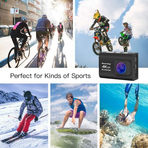  【Upgrade】 MOUNTDOG Sports Action Camera 4K Underwater Waterproof 30M Camera with Wireless Wrist Remote Control/External Microphone/ 2 LCD Screen/EIS/ 170° Wide Angle/Exclusive Port