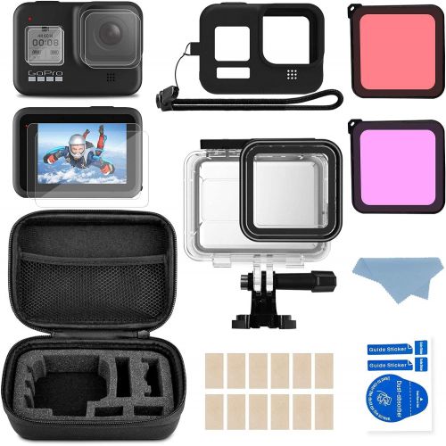  MOUNTDOG Housing Case Filter Kit for GoPro Hero 8 Black with Waterproof Housing Case/Mini Camera Bag/Black Silicone Cover/Anti-Fog Insert/Lens Filters