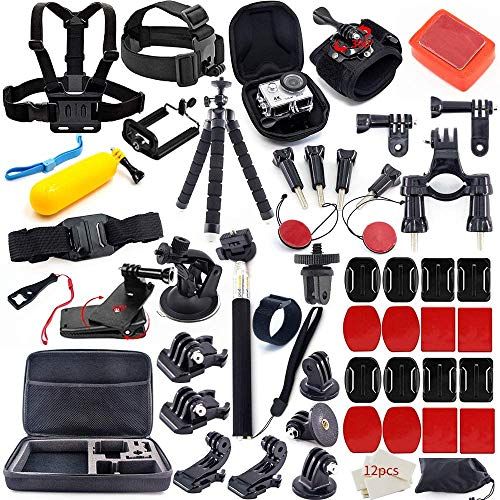  MOUNTDOG Action Camera Accessories Kit for GoPro Hero 9 8 7 6 5 4 3+ 3 Hero Session 5 Black Accessory Bundle Set for Yi AKASO Apeman SJ4000 DBPOWER WiMiUS Rollei QUMOX Campark Acti