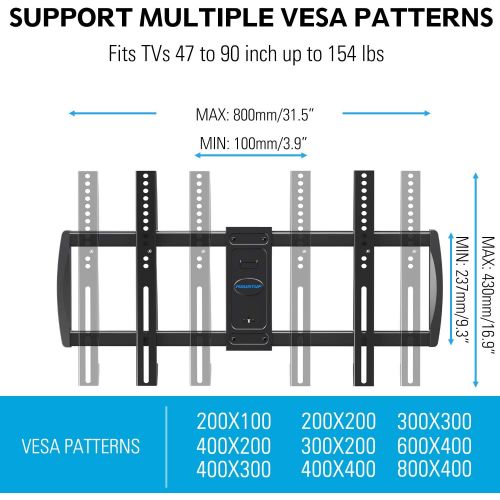  MOUNTUP TV Wall Mount Full Motion for Most 47-90 Flat/Curved TVs, Swivel Tilt TV Mount for 65 70 75 80 82 85 inch TVs, TV Bracket Sliding for Perfect Center TV, Up to 154lbs, Max V