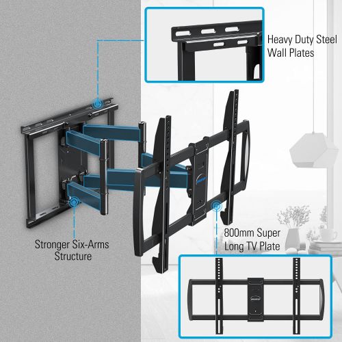  MOUNTUP TV Wall Mount Full Motion for Most 47-90 Flat/Curved TVs, Swivel Tilt TV Mount for 65 70 75 80 82 85 inch TVs, TV Bracket Sliding for Perfect Center TV, Up to 154lbs, Max V