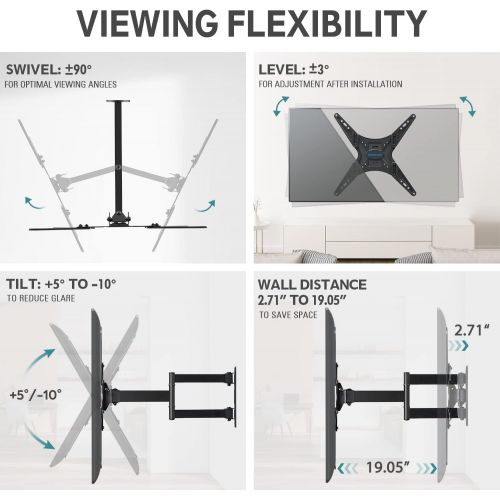  [아마존베스트]MOUNTUPTV Wall Mount, Full Motion Tilting TV Mount Bracketfor Most26-55 Inch Flat Curved TVs with Articulating Arms, Wall Mount TV Bracket with MaxVESA400X400mm and 88lbs