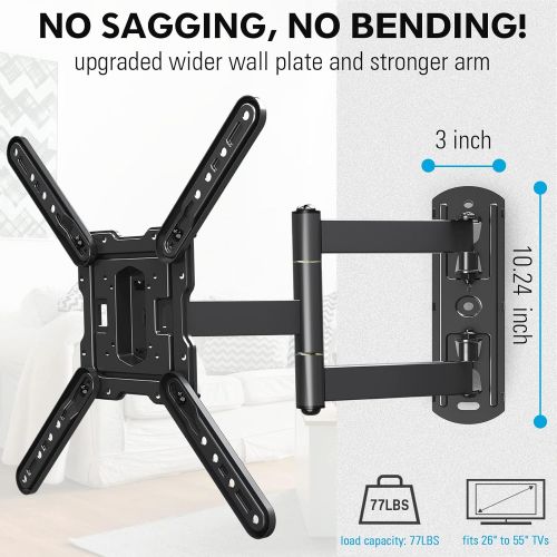  [아마존베스트]MOUNTUP TV Wall Mounts TV Bracket for Most 26-55 Inches TVs, Full Motion TV Wall Mount with Swivel and Extend 17.7Inch, TV Mount with Swivel Articulating Arm, Max VESA 400x400mm,