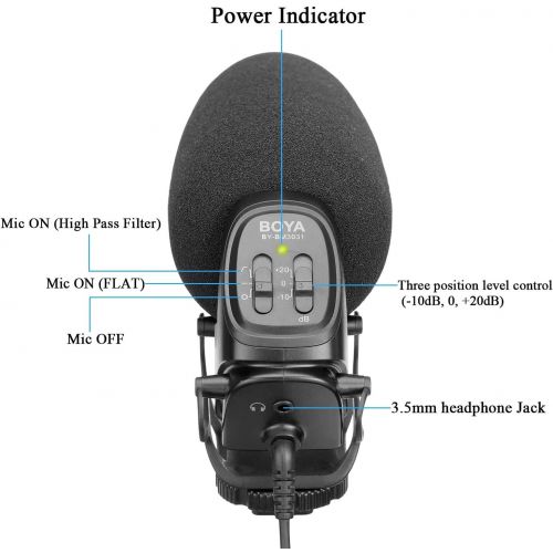  MOURIV BOYA BY-BM3031 DSLR On-Camera Super-Cardioid Shotgun Microphone Condenser Interview Camera Video Mic Compatible with Canon Nikon Sony DSLR Cameras & Camcorder