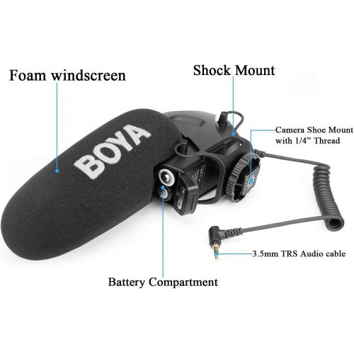  MOURIV BOYA BY-BM3031 DSLR On-Camera Super-Cardioid Shotgun Microphone Condenser Interview Camera Video Mic Compatible with Canon Nikon Sony DSLR Cameras & Camcorder