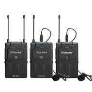 MOURIV 16-Channel UHF Wireless Lavalier Microphone System, Wireless Lav Mic with Two Transmitters & One Receiver Compatible with DSLR Cameras, Camcorders, iPhone, Android Smartphon